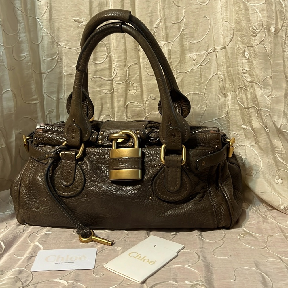 CHLOE PADDINGTON HANDBAG CHESTNUT BROWN with LOCK & KEY